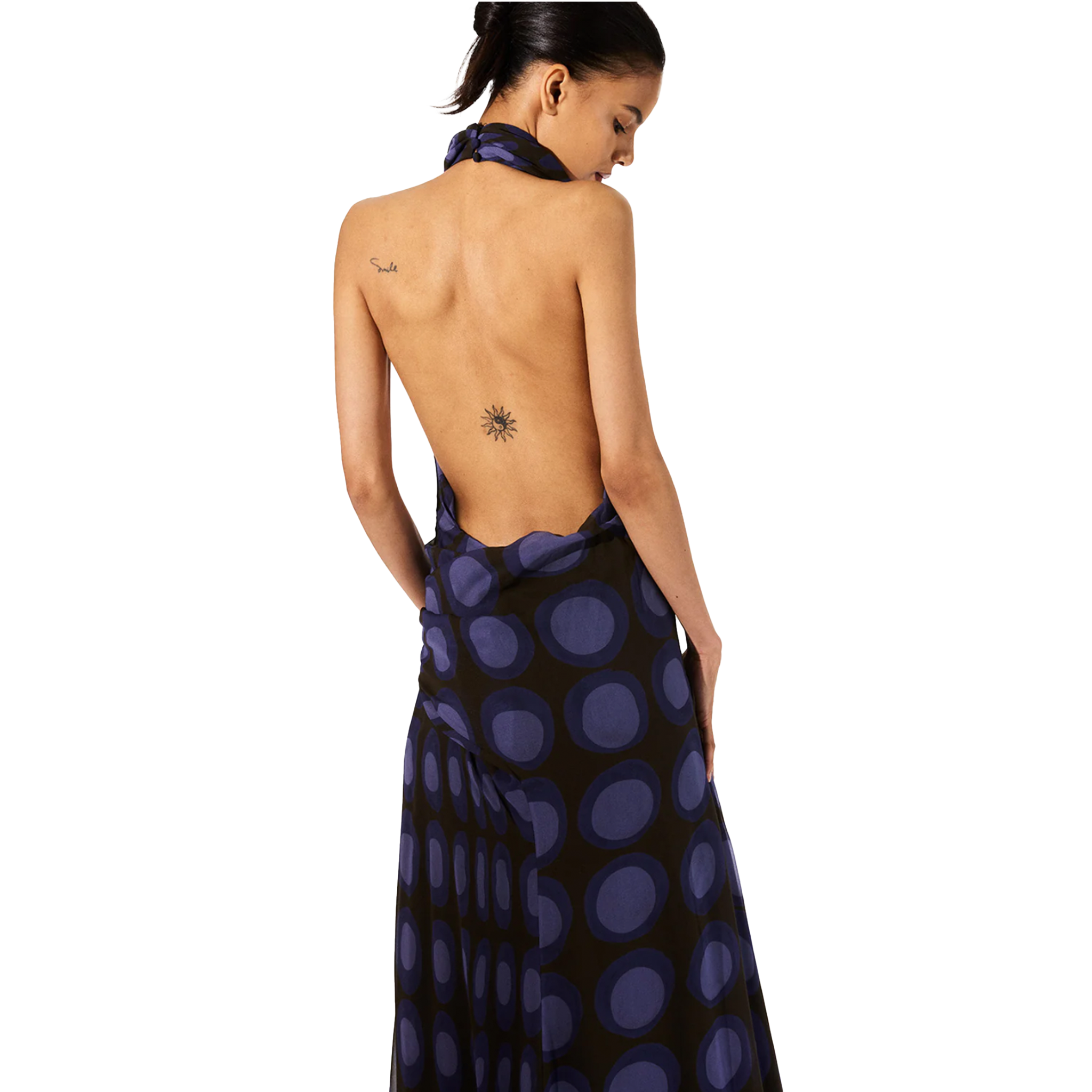 Silk Wiggle Dot Sarong Gown