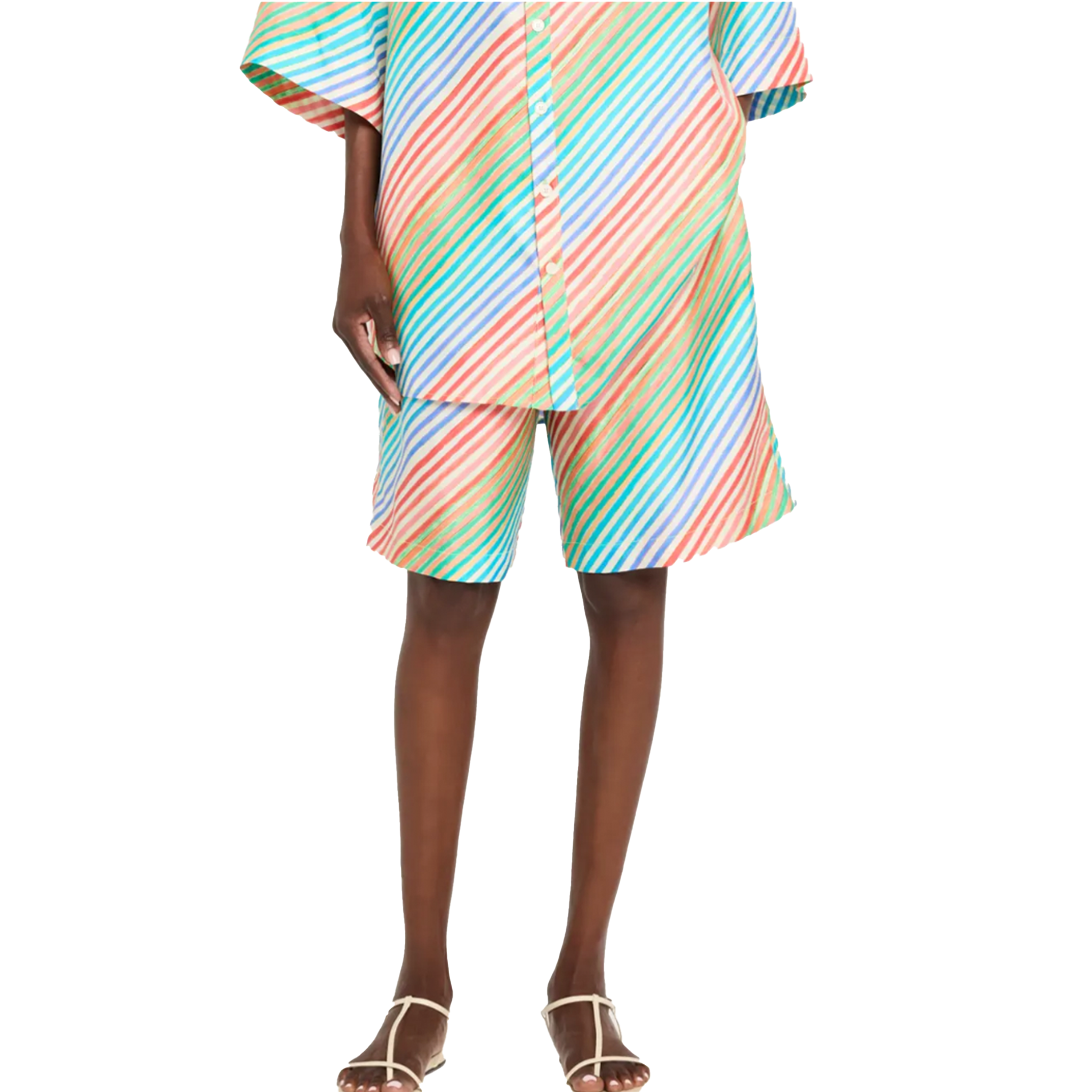 Silk Bias Crayon Stripe Relaxed Short