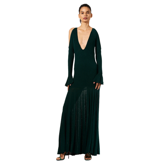 Cold Shoulder Multi-Rib Knit Maxi Dress