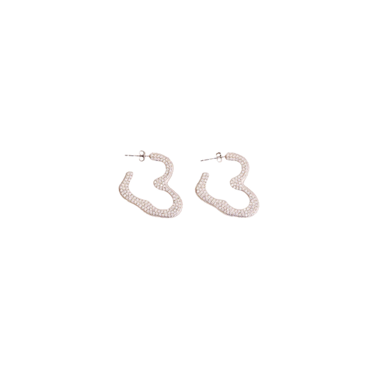 Crystal Clear Rhinestone Heart Earrings