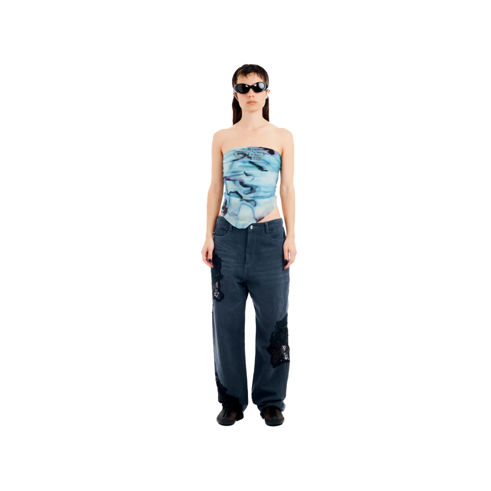 Sky Watercolor Floral Princess Foulard