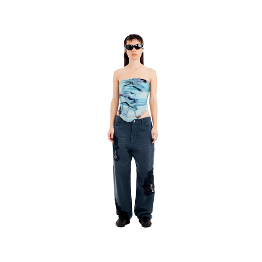 Sky Watercolor Floral Princess Foulard