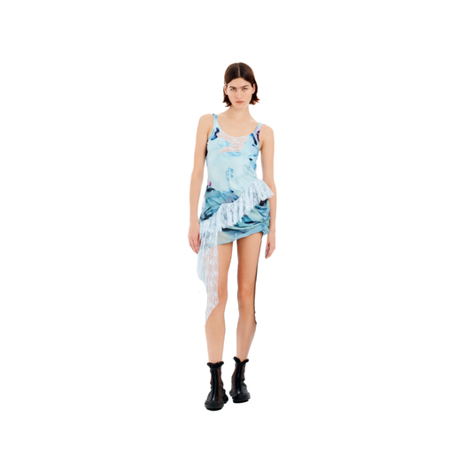 Sky Watercolor Floral Ammi Fanny Dress