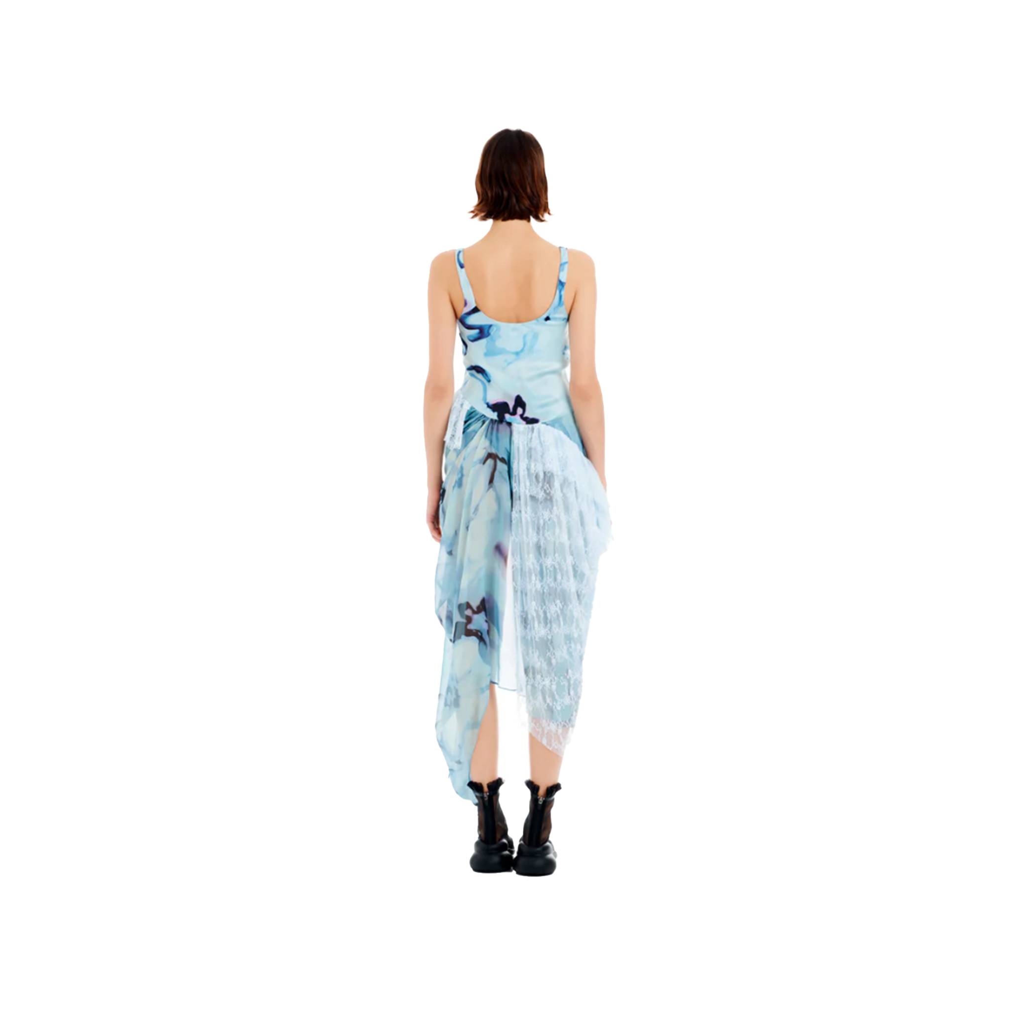 Sky Watercolor Floral Ammi Fanny Dress