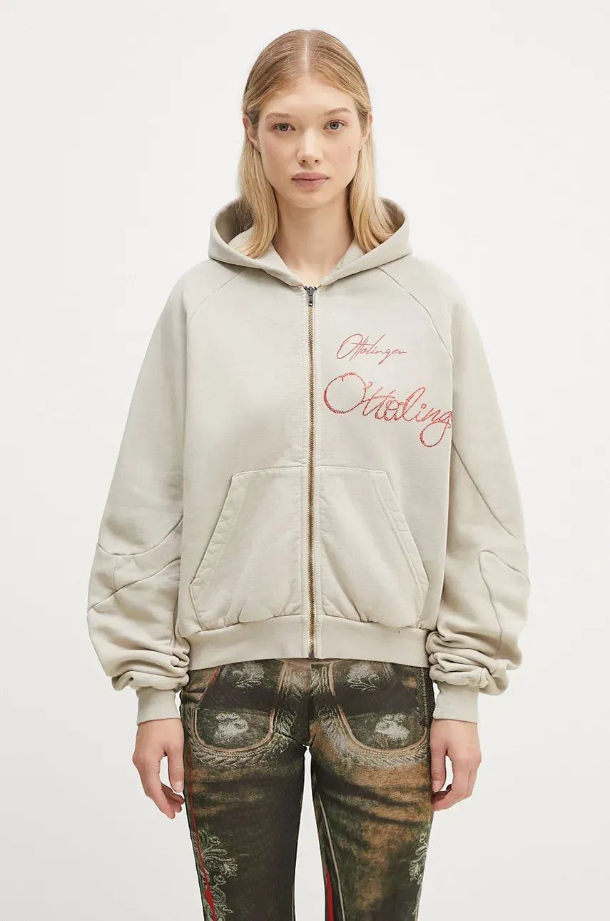 Cotton Sweatshirt Oversized Zip Hoodie