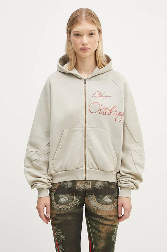 Cotton Sweatshirt Oversized Zip Hoodie