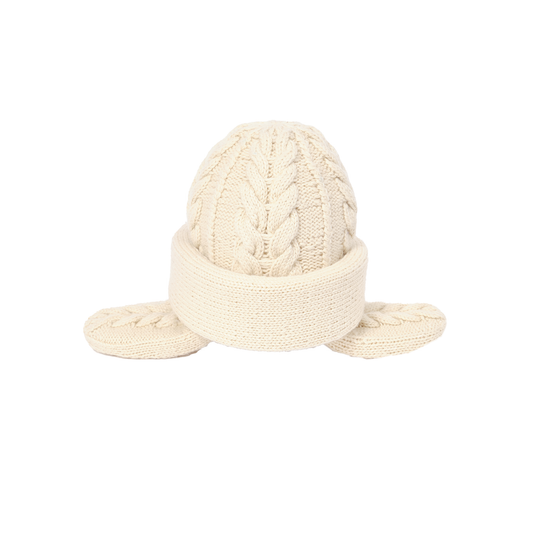 Padded Ear Muff Cable Knitted Hat