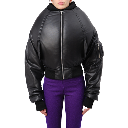 Over the Shoulders Leather Bomber