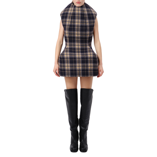 Sculptured Tartan Mini Dress