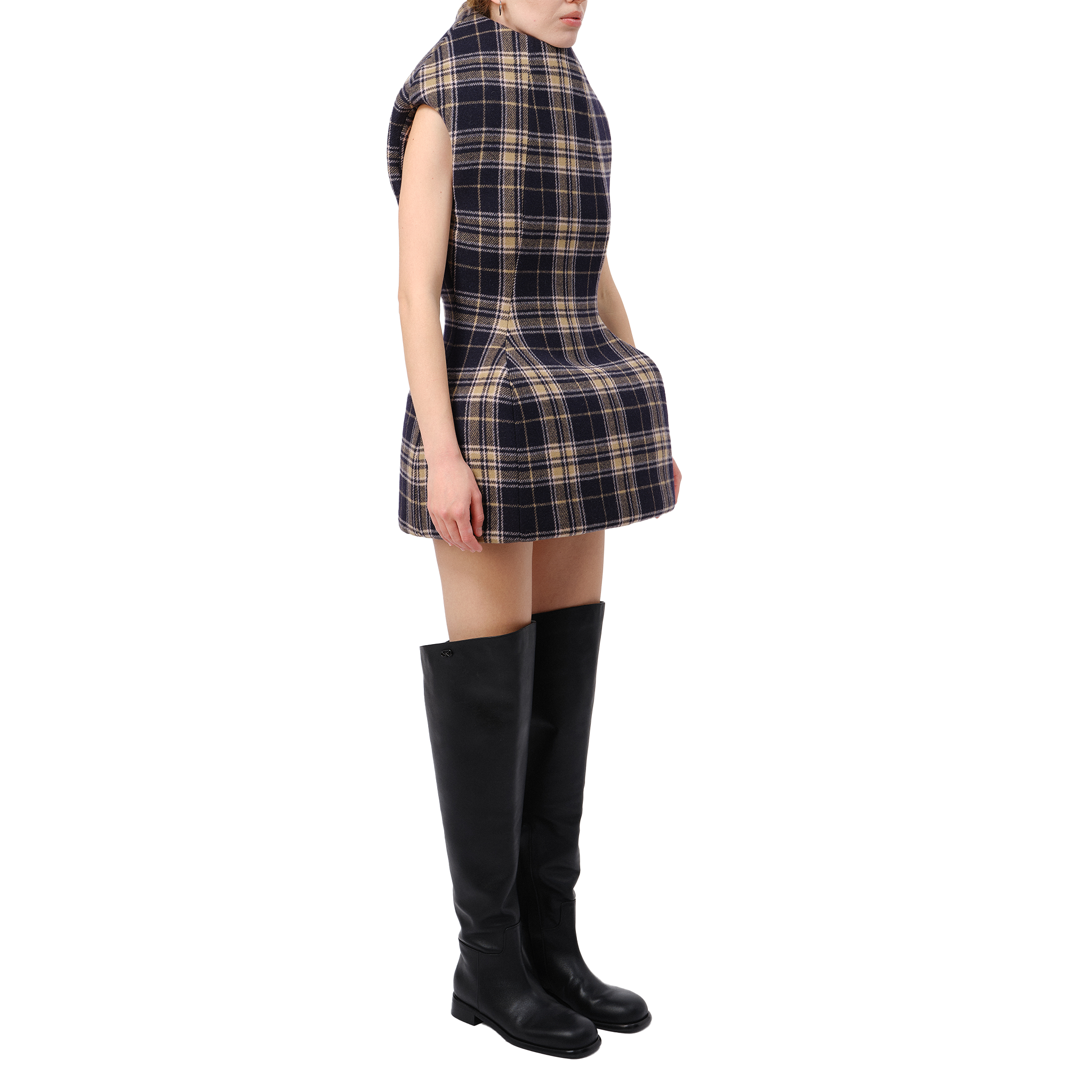 Sculptured Tartan Mini Dress
