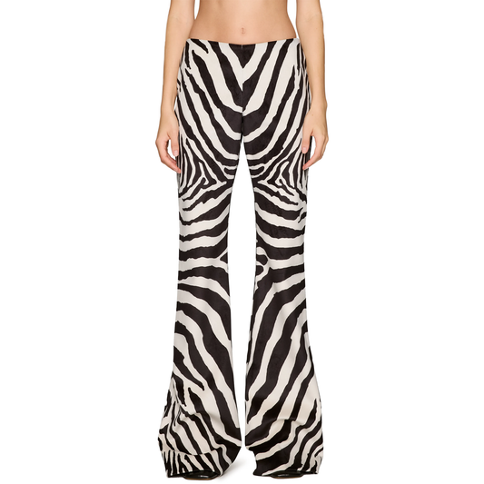 Zebra Print Flare Pants Black