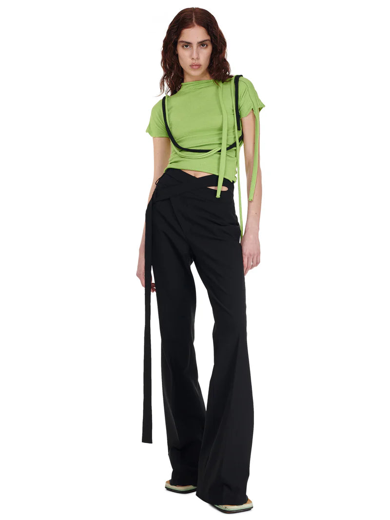 Flared Wrap Suit Pants