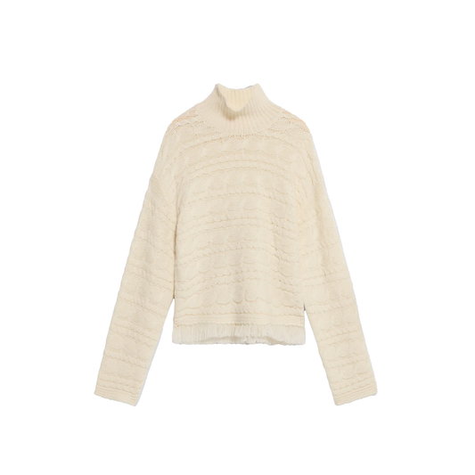 Cropped Cable Turtleneck