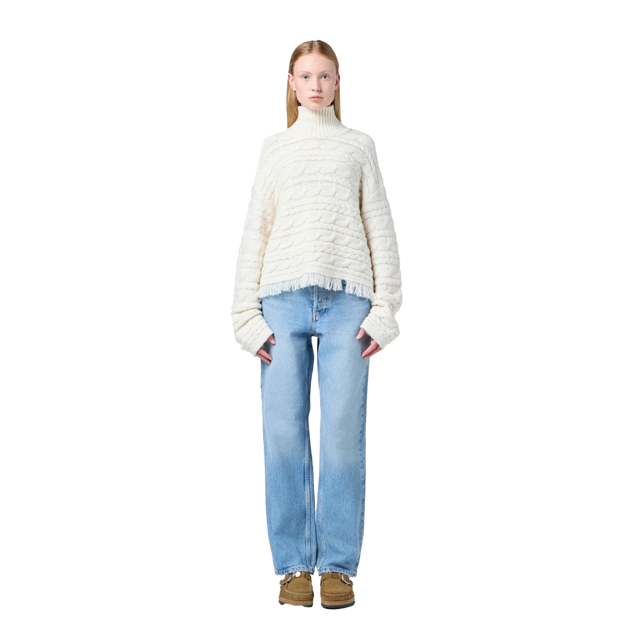 Cropped Cable Turtleneck