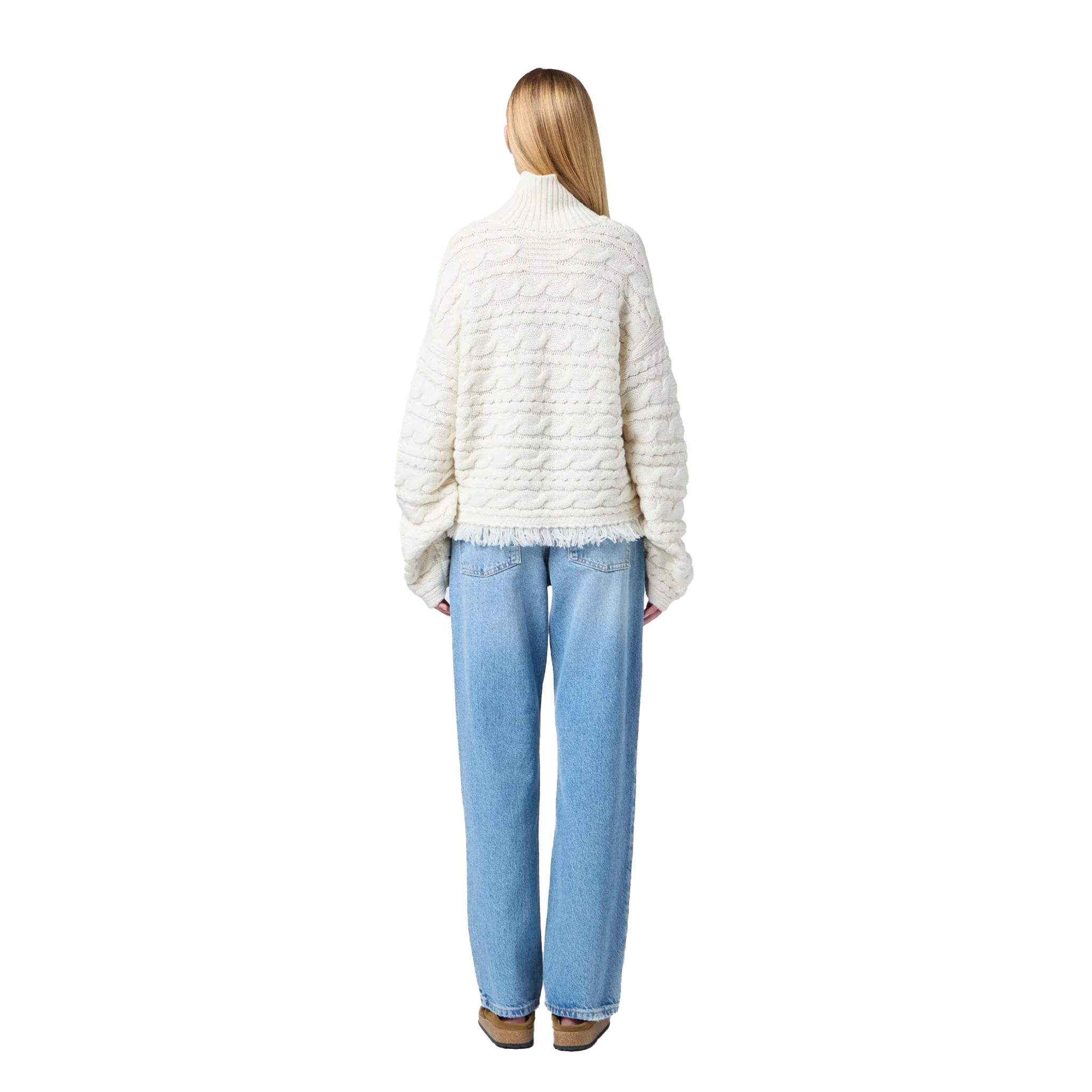 Cropped Cable Turtleneck