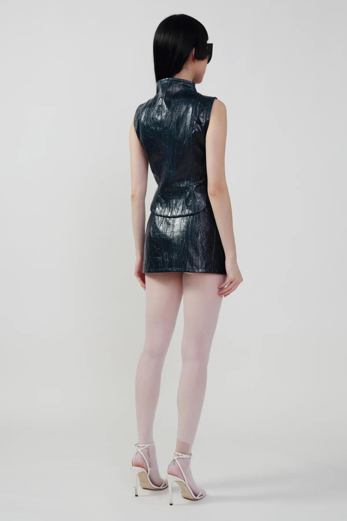 Faux Leather Bustier with K Zipper