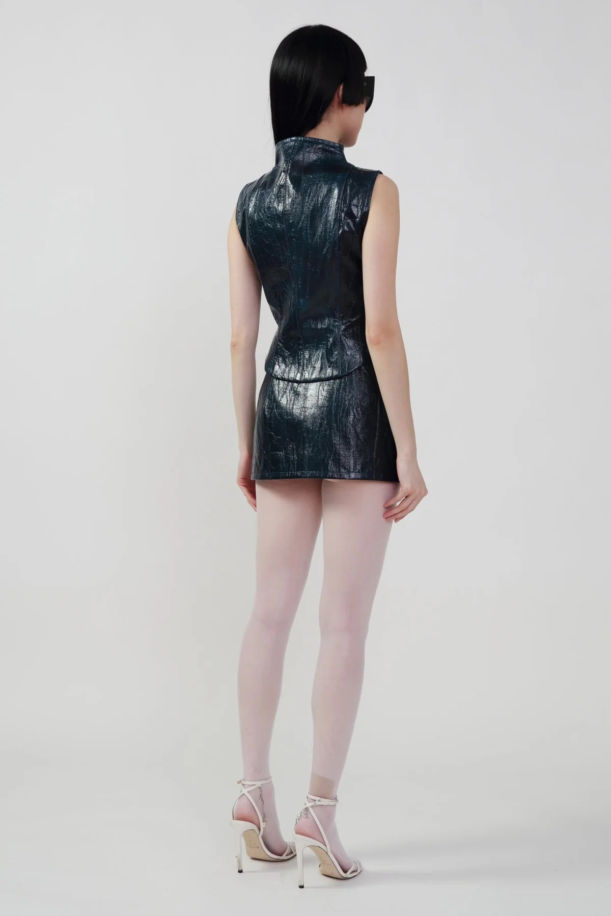 Faux Leather Mini Skirt with K Zipper