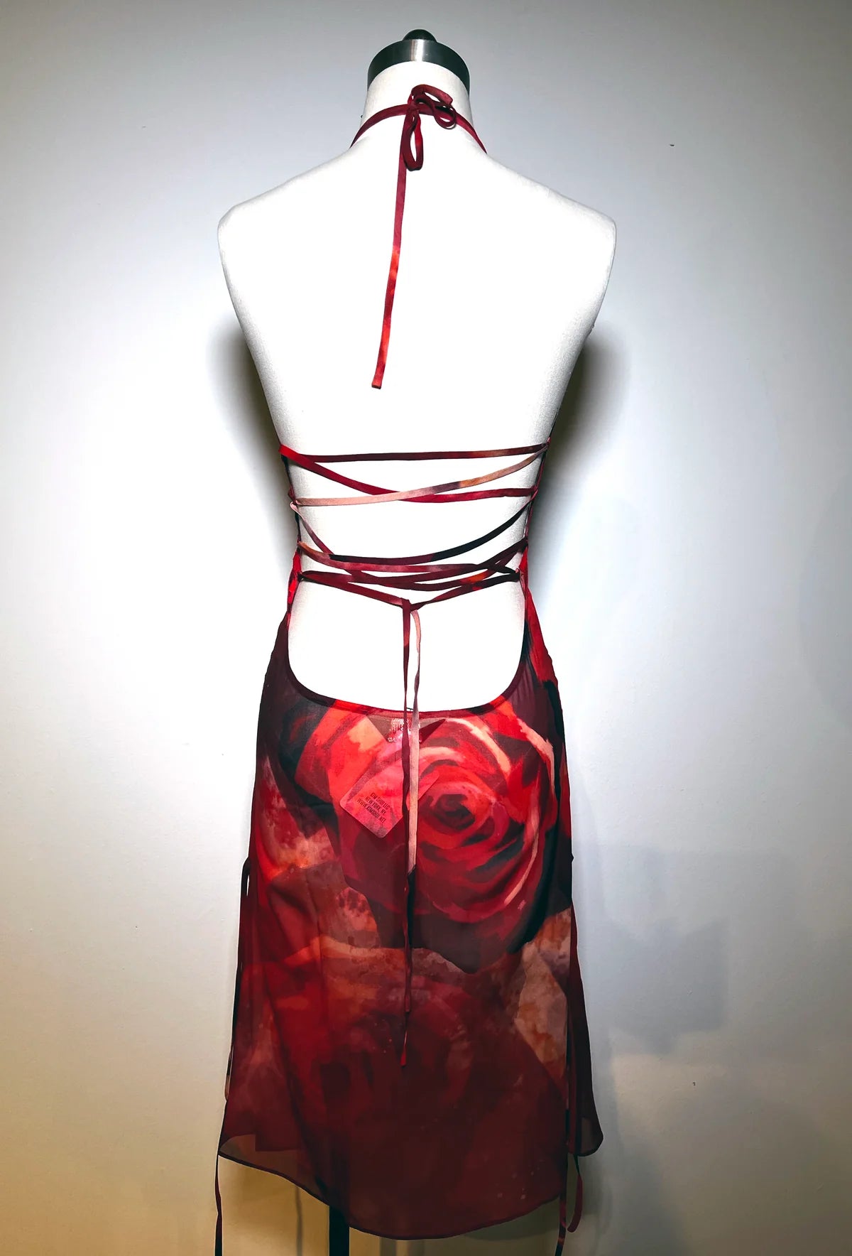 Semi Sheer Red Silk Chiffon Dress