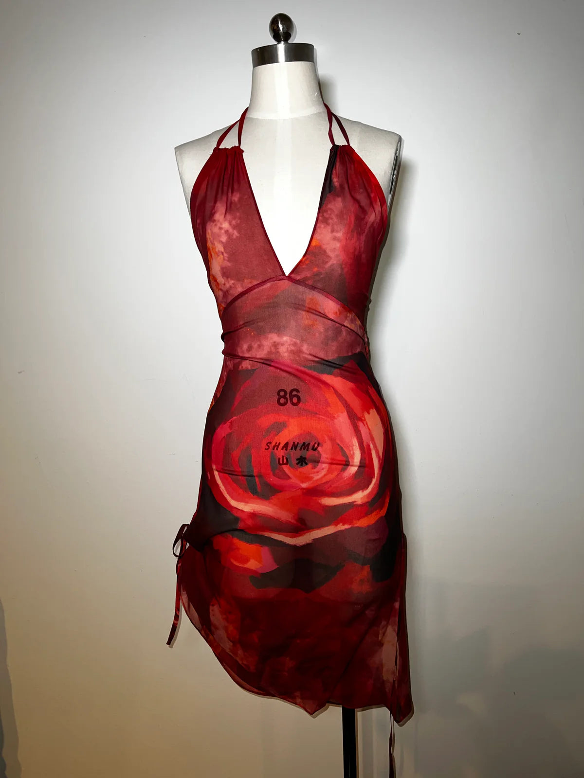Semi Sheer Red Silk Chiffon Dress