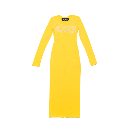 Logo-Print Asymmetric-Neckline Stretch-Woven Dress
