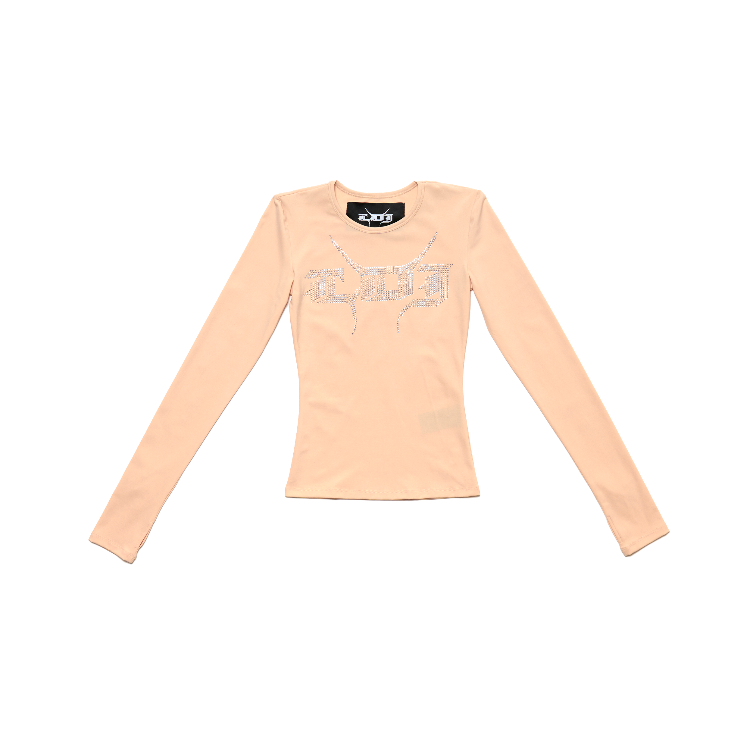 Logo-Print Asymmetric-Neckline Stretch-Woven Top