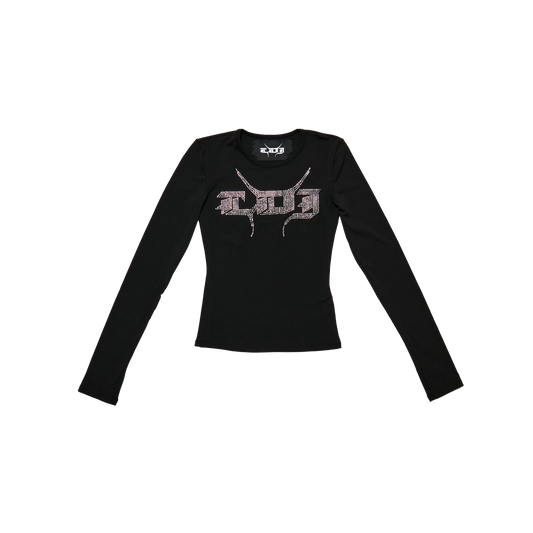 Logo-Print Asymmetric-Neckline Stretch-Woven Top
