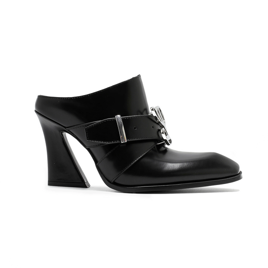 Jehan Black Belted Mules