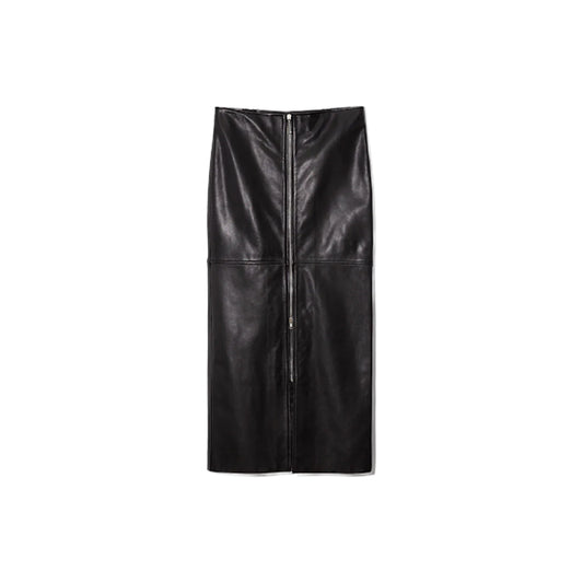 Milena Long Skirt Black Calf Nappa Leather
