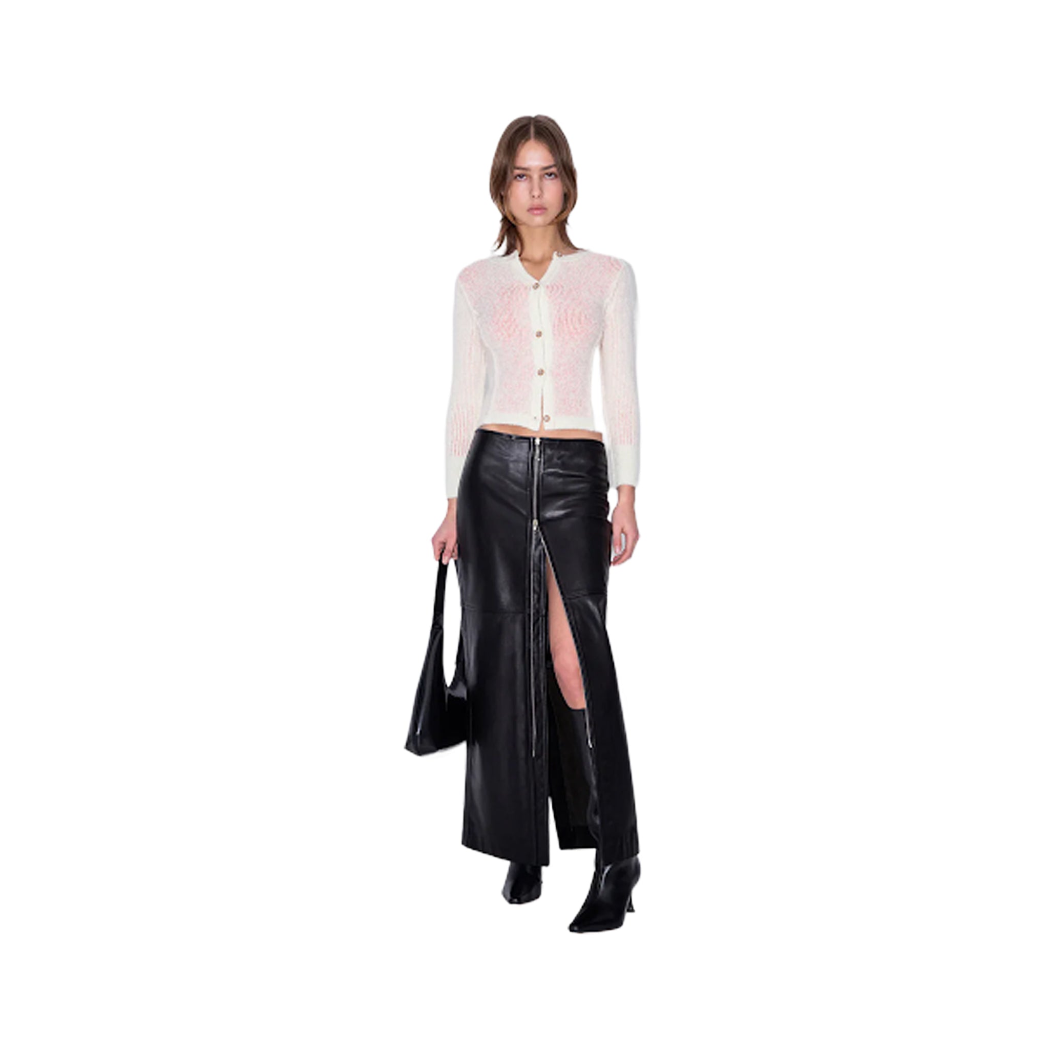 Milena Long Skirt Black Calf Nappa Leather