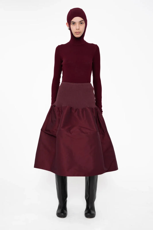Bordeaux Bomber Skirt