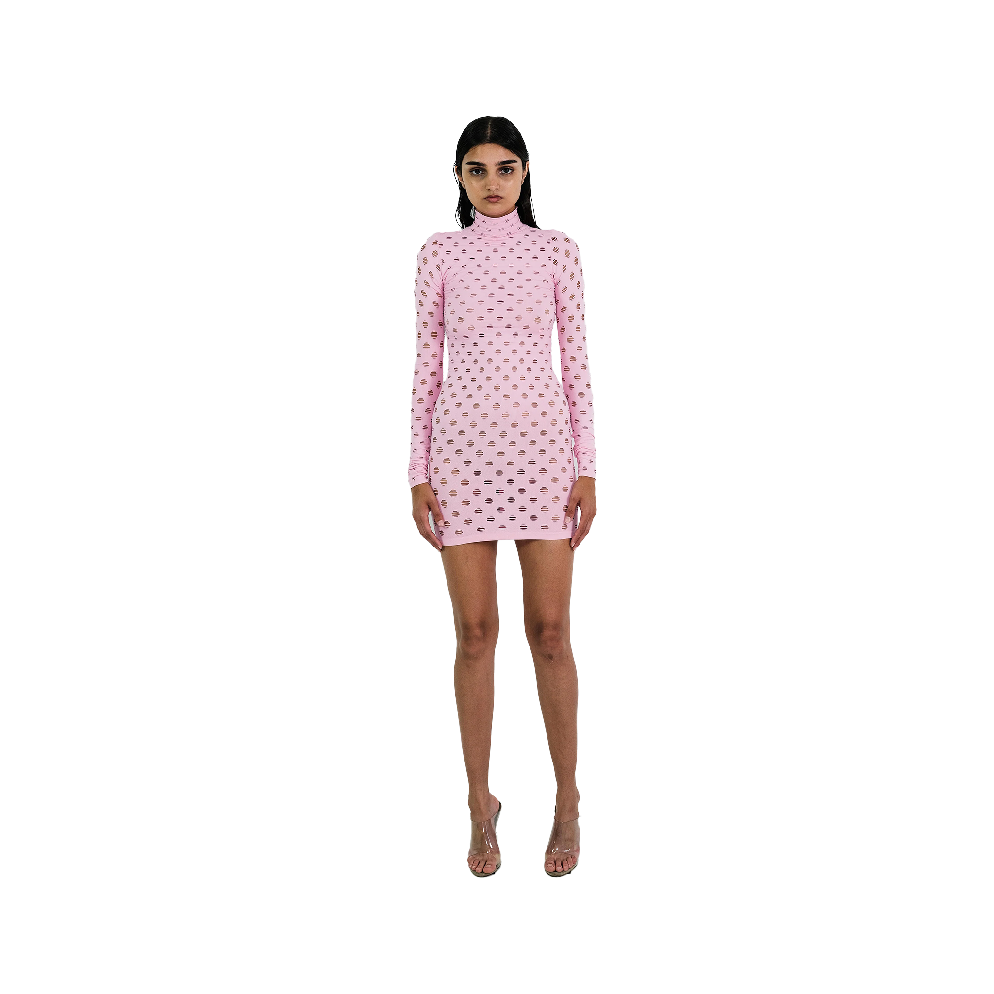 Perforated Turtleneck Dress
