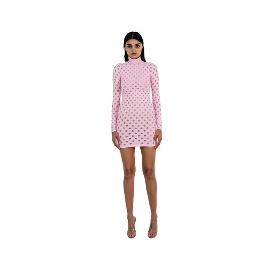Perforated Turtleneck Dress