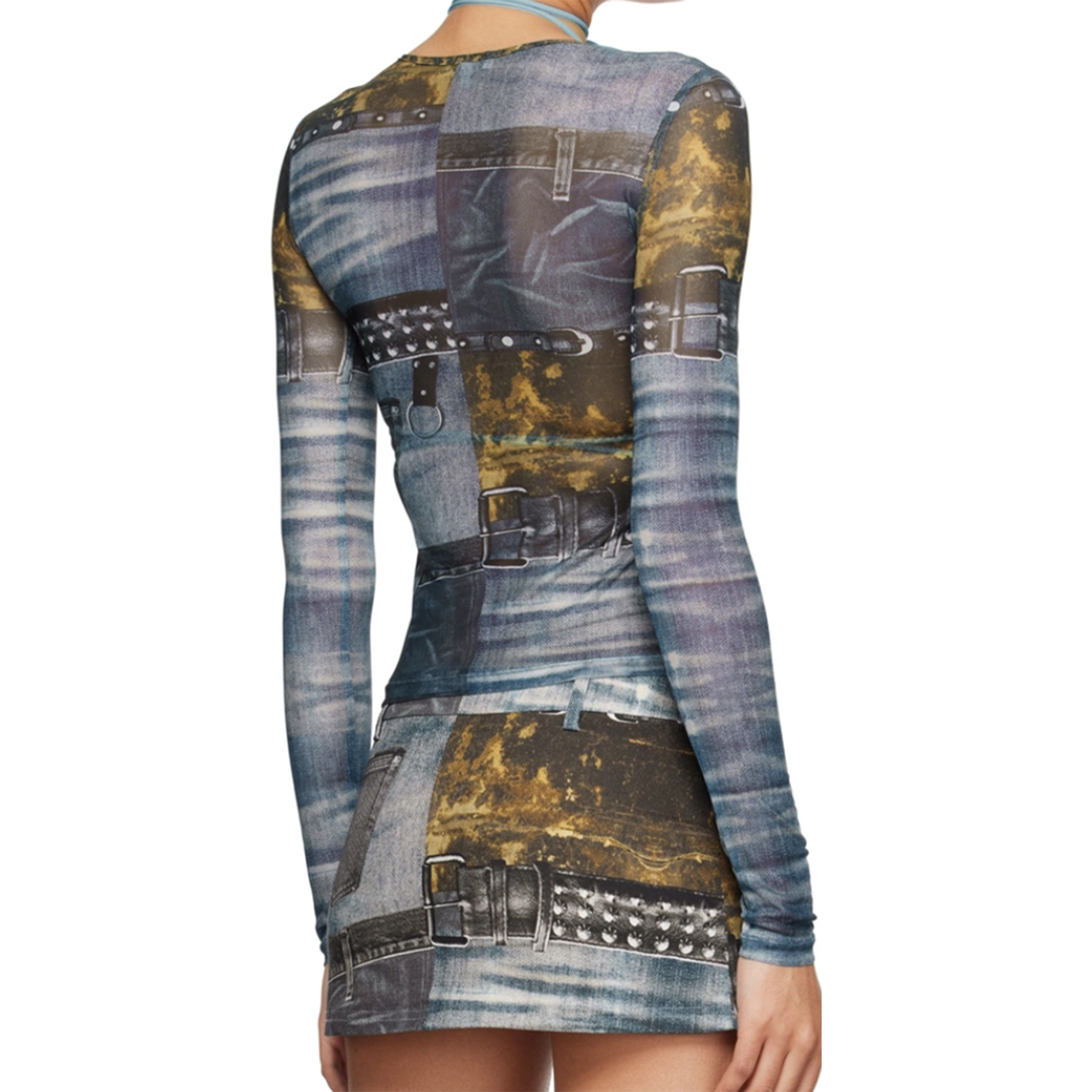 Blue Printed Long Sleeve T-Shirt