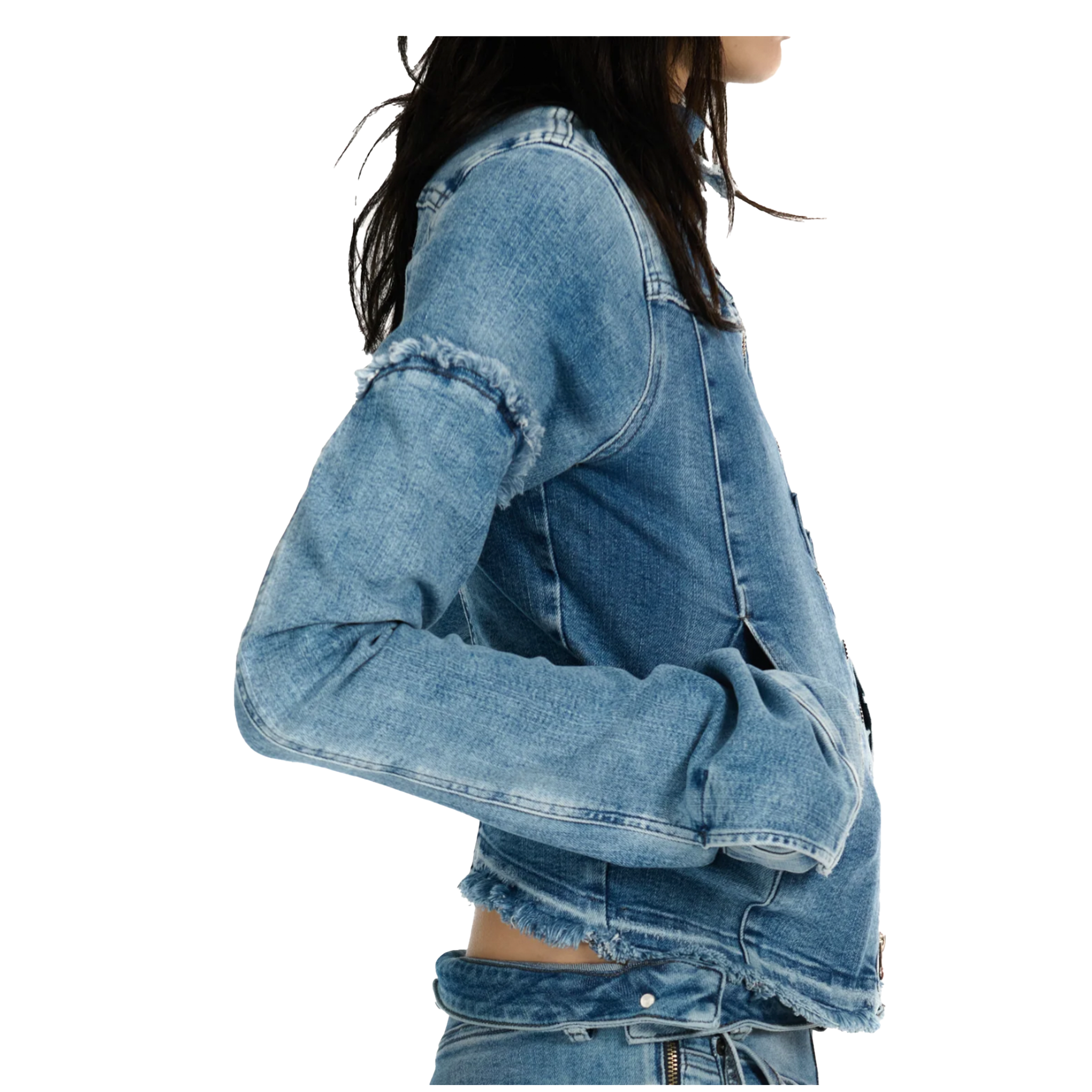 Drape Collar Denim Jacket