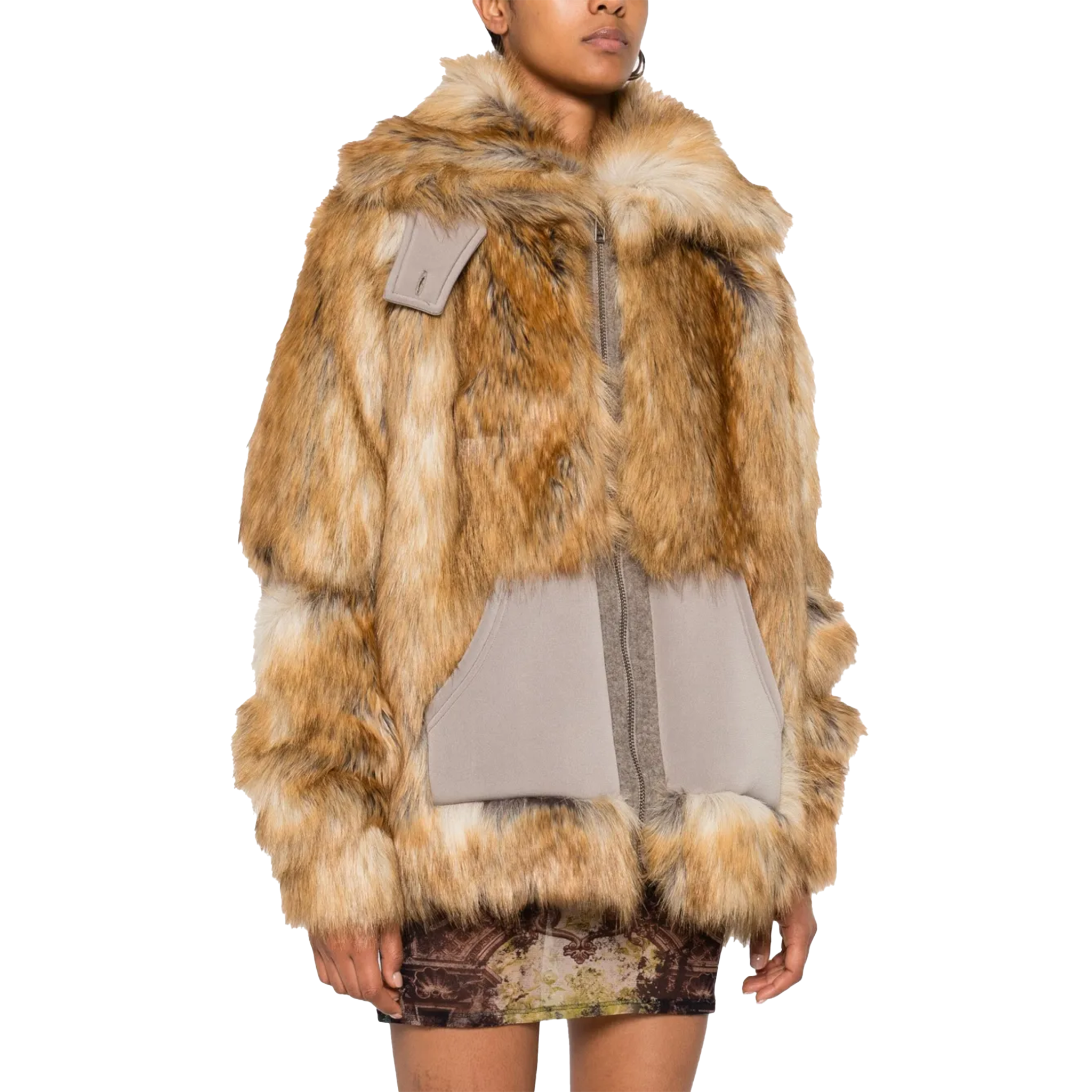 Oversized Furry Multiline Jacket