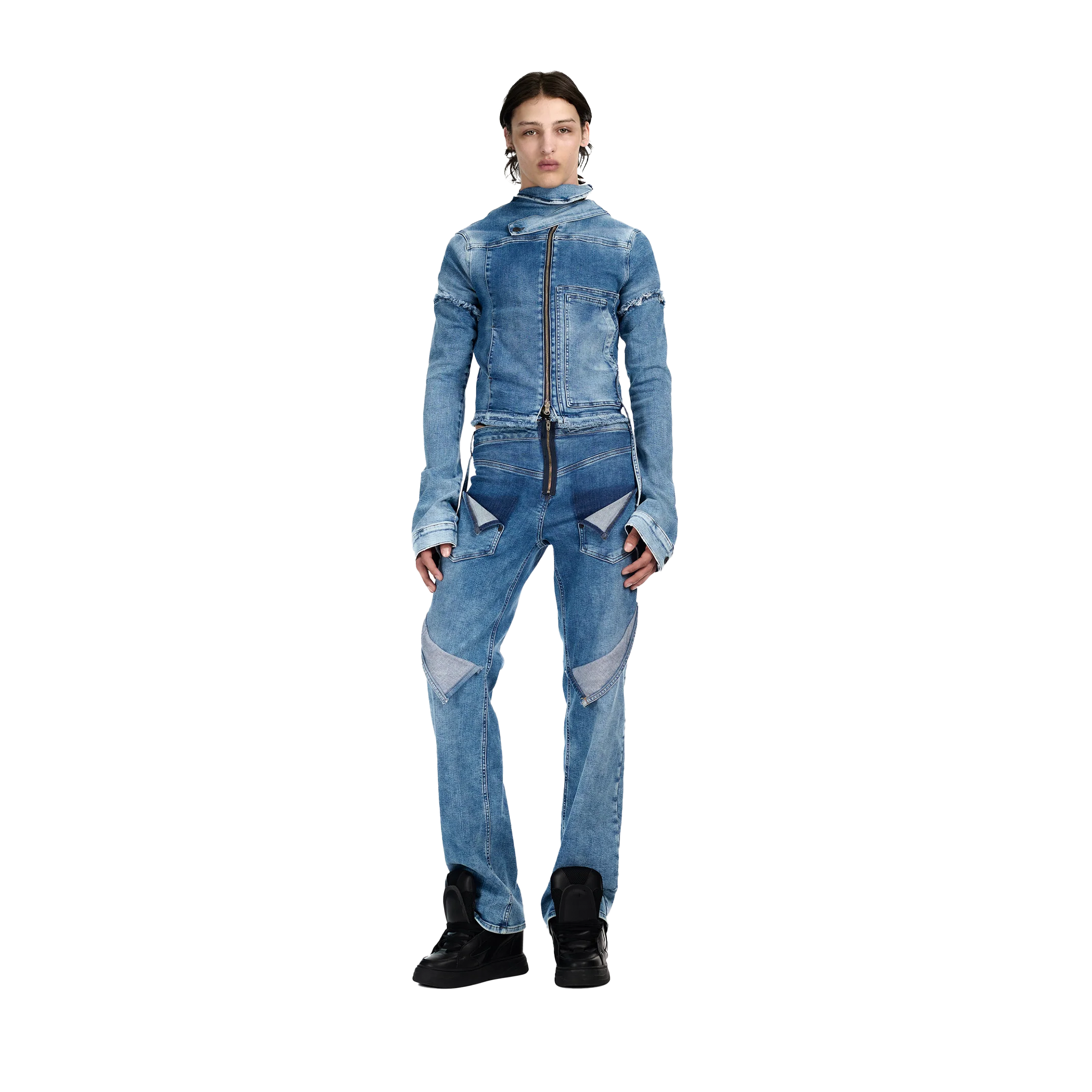Drape Collar Denim Jacket