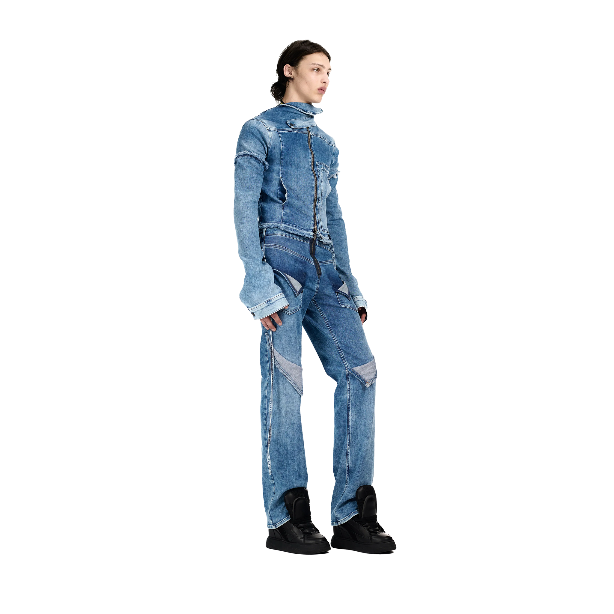 Drape Collar Denim Jacket