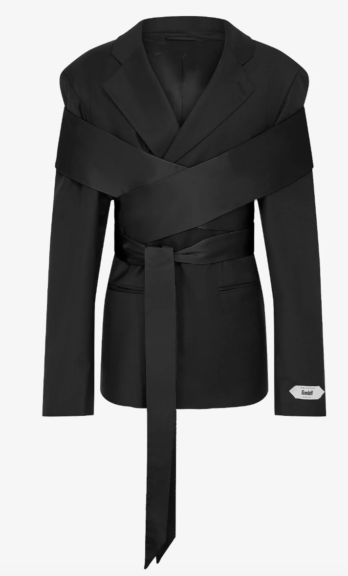 Perin Merino Wool Blazer Black with Removable Stole