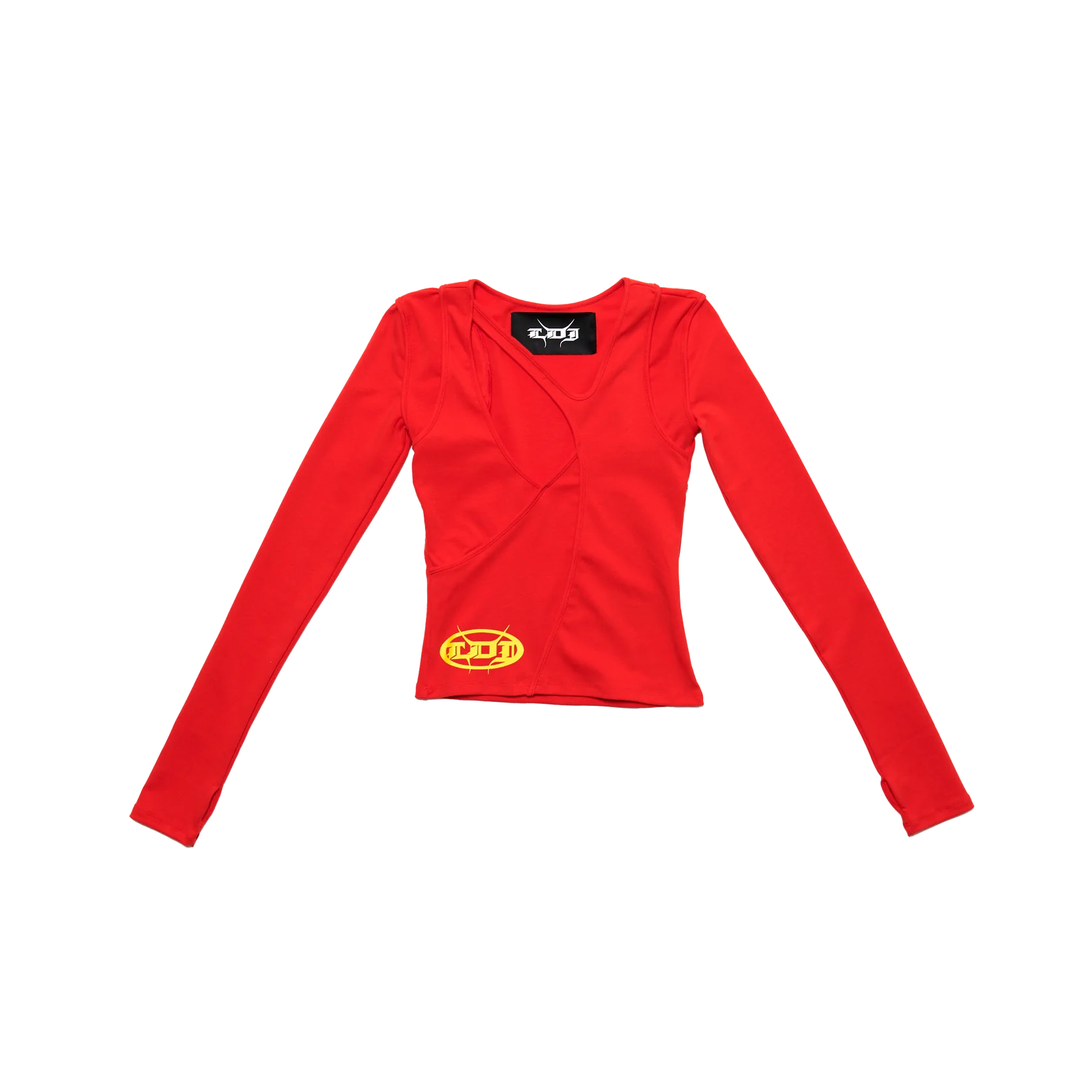 Red Long Sleeve Cut Out Top