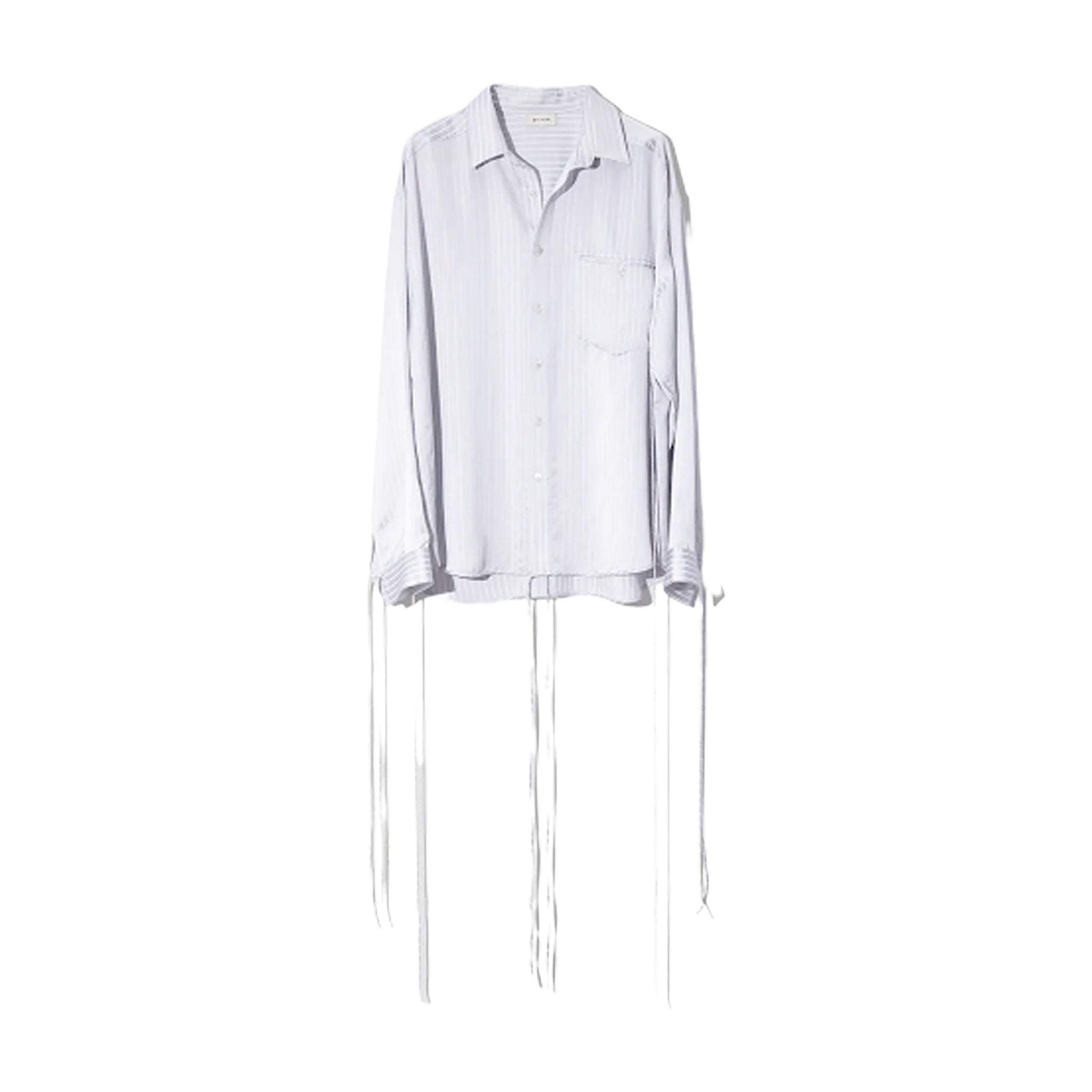 Satin Pin Stripe Shirt Grey And White Viscose Blend