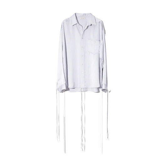 Satin Pin Stripe Shirt Grey And White Viscose Blend
