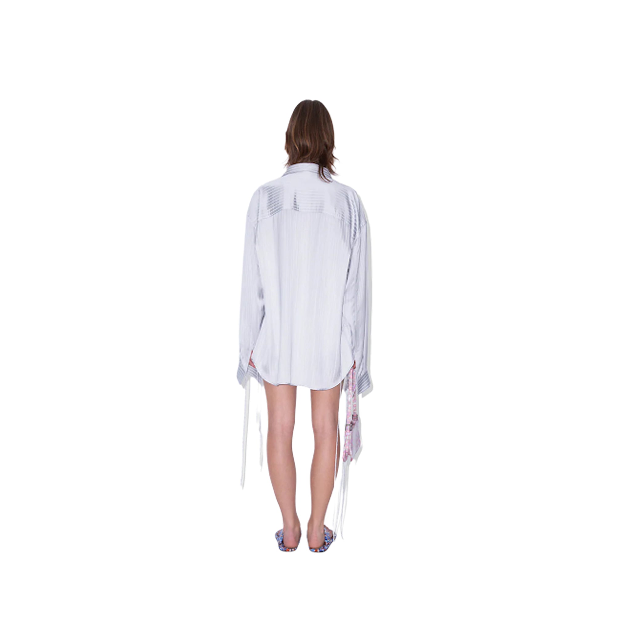 Satin Pin Stripe Shirt Grey And White Viscose Blend