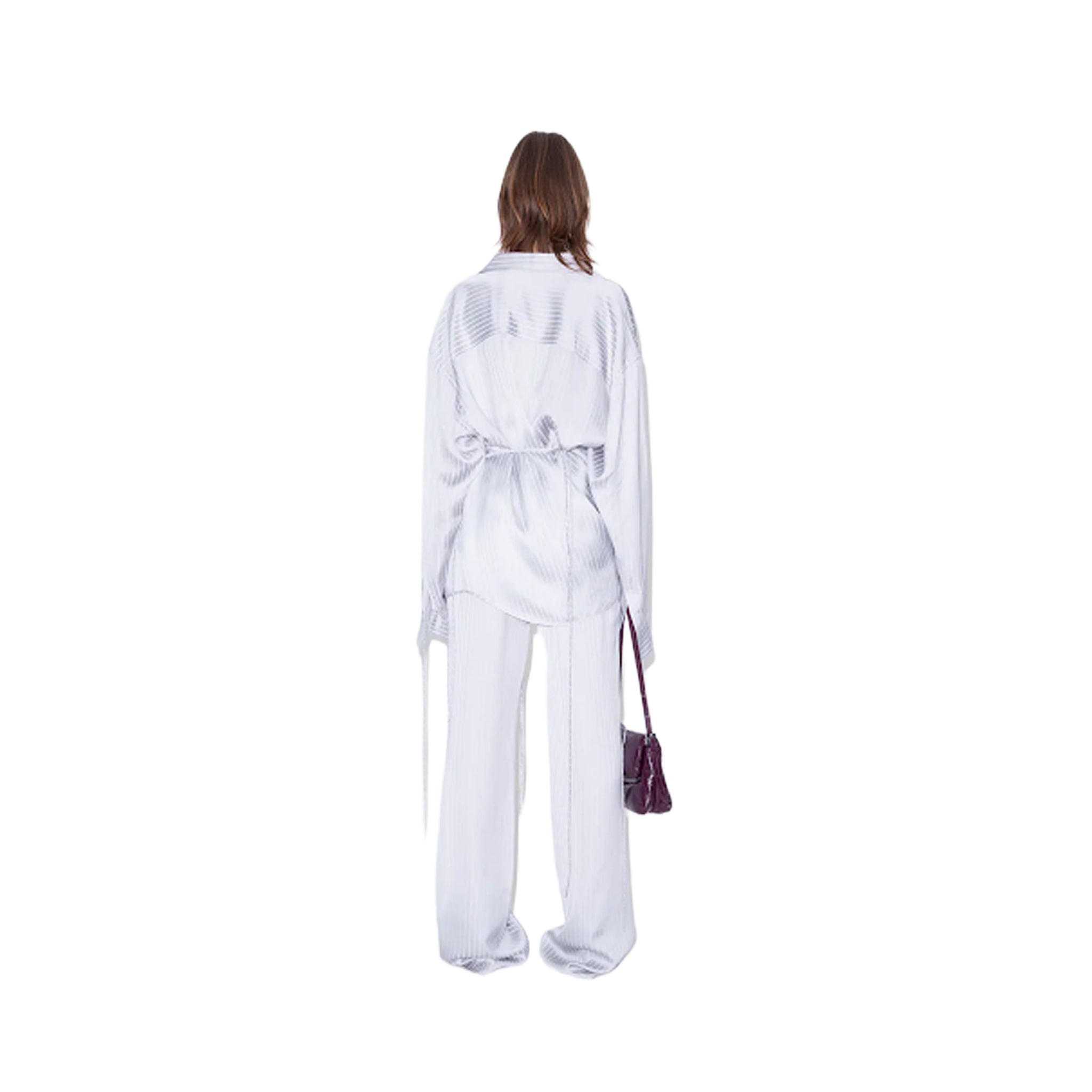 Satin Pin Stripe Trouser Grey And White Viscose Blend