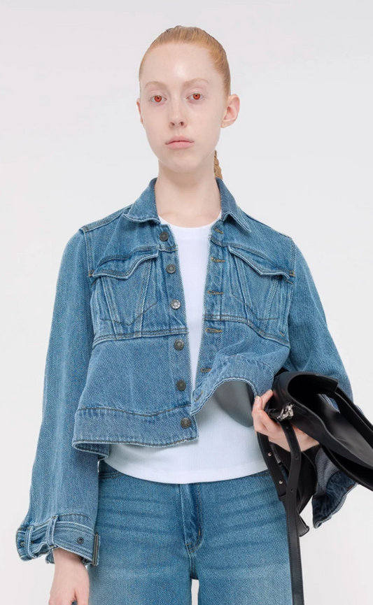 Washed Cropped Denim Jacket