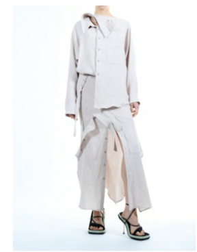 Deconstructed Mousseline Cut Out Shirting Dress