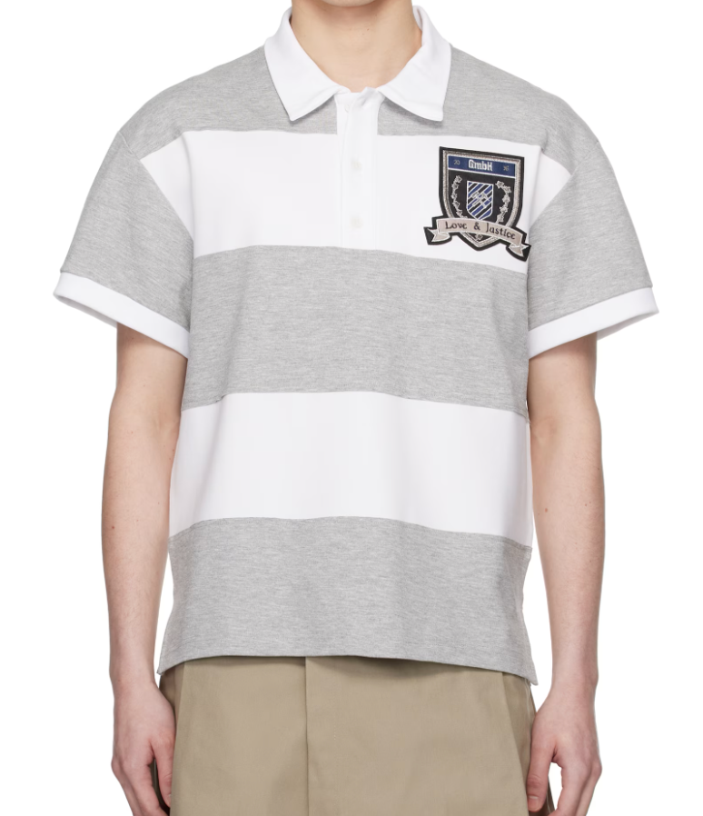 White & Gray Paneled Polo