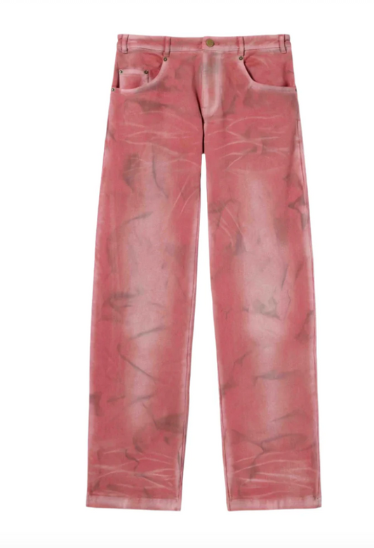 Straight-Leg Dirty Red Jeans