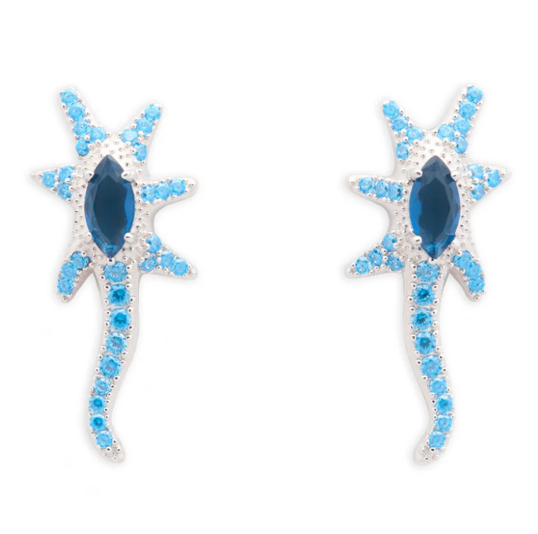 Aquamarine Star Trail Earrings