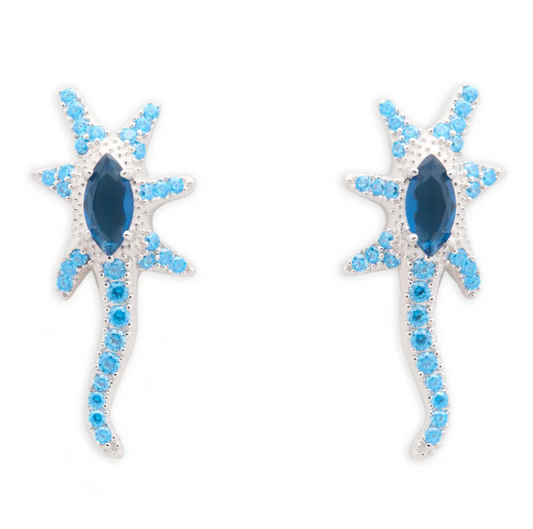 Aquamarine Star Trail Earrings