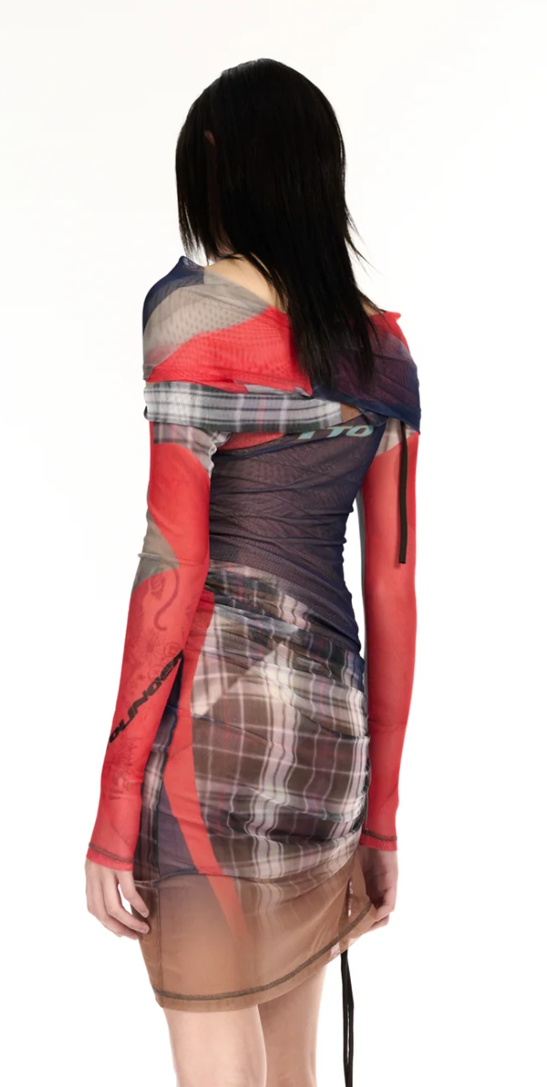 Mesh Off-Shoulder Mini Dress